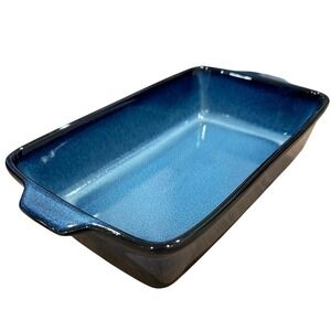 Basque Andalusian Blue Stoneware Ceramic 13in Rectangular Baker Casserole Spain